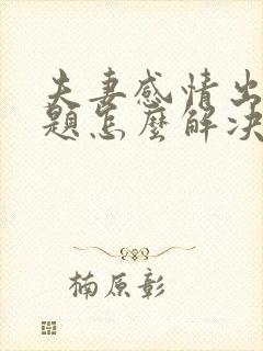 夫妻感情出现问题怎么解决