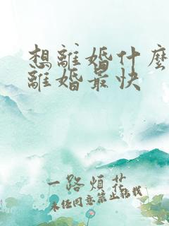 想离婚什么方法离婚最快