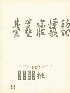 其实你懂的原唱完整版歌词