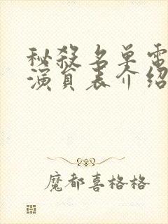 秘杀名单电视剧演员表介绍