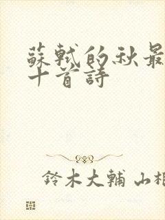 苏轼的秋最经典十首诗