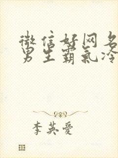 微信好网名大全男生霸气冷酷