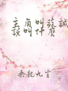 主角叫苏诚的小说叫什么