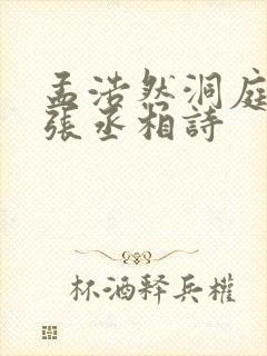 孟浩然洞庭湖赠张丞相诗