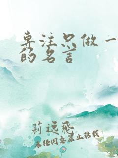 专注只做一件事的名言