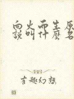 向火而生原著小说叫什么名字
