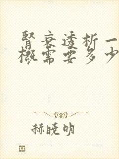 肾衰透析一次大概需要多少费用呢