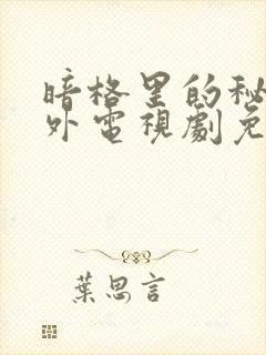 暗格里的秘密番外电视剧免费观看