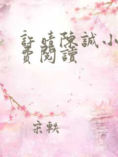 许晴陈诚小说免费阅读