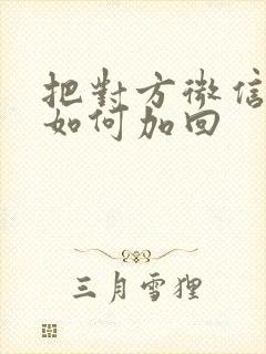 把对方微信删了如何加回