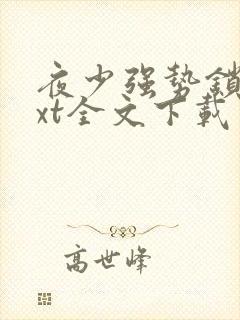 夜少强势锁婚txt全文下载