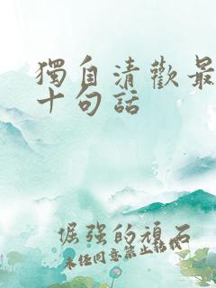 独自清欢最经典十句话