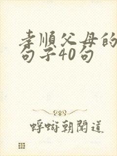 孝顺父母的经典句子40句