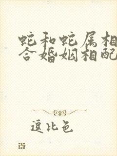 蛇和蛇属相合不合婚姻相配