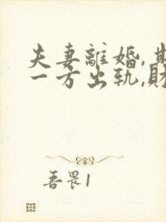 夫妻离婚,其中一方出轨,财产该如何分配