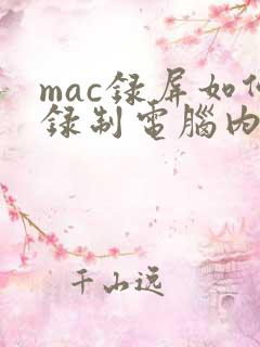 mac录屏如何录制电脑内部声音