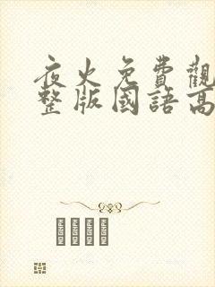 夜火免费观看完整版国语高清