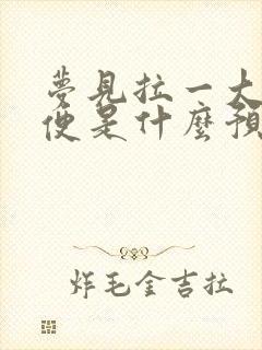 梦见拉一大堆大便是什么预兆