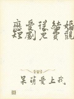 恋爱从结婚开始短剧免费观看全集