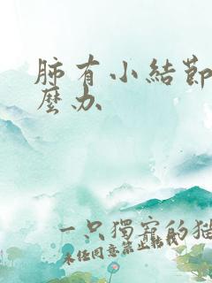 肺有小结节该怎么办