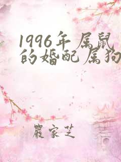 1996年属鼠的婚配属狗的怎么样