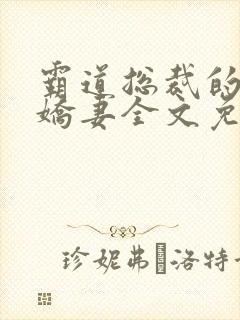 霸道总裁的独宠娇妻全文免费阅读