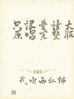 只恨爱情太匆匆原唱完整版