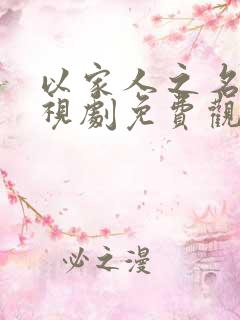 以家人之名 电视剧免费观看