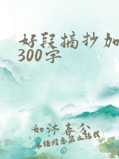 好段摘抄加赏析300字