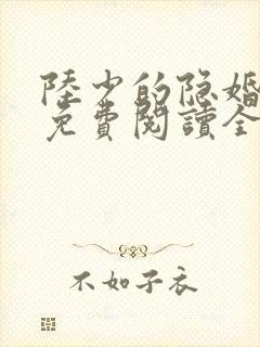 陆少的隐婚罪妻免费阅读全文