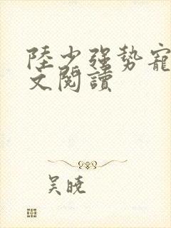 陆少强势宠婚全文阅读