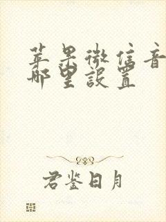 苹果微信音量在哪里设置