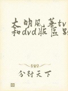 大明风华tv版和dvd版区别