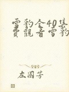 雪豹全40集免费观看雪豹电视剧