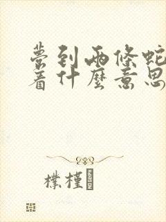 梦到两条蛇预示着什么意思