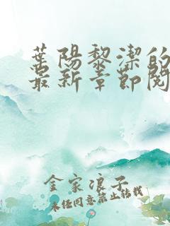 叶阳黎洁的小说最新章节阅读