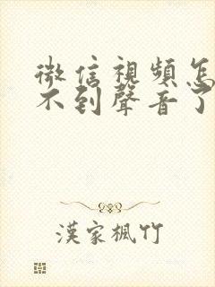 微信视频怎么听不到声音了怎么办