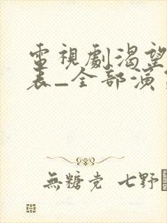 电视剧渴望演员表_全部演员介绍