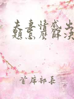 夫妻情感出现问题怎么解决