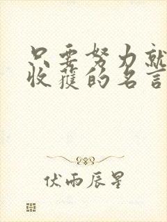 只要努力就会有收获的名言名句