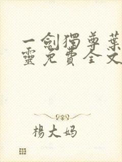 一剑独尊叶玄叶灵免费全文阅读