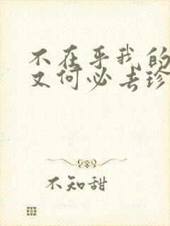 不在乎我的人我又何必去珍惜