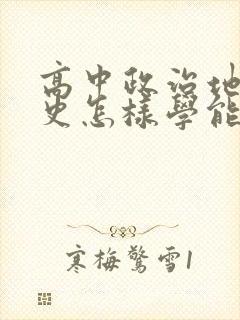 高中政治地理历史怎样学能提高成绩