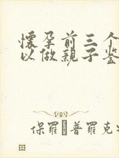 怀孕前三个月可以做亲子鉴定吗