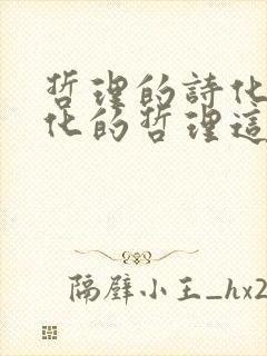 哲理的诗化,诗化的哲理这句话的理解