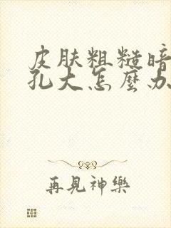 皮肤粗糙暗黄毛孔大怎么办