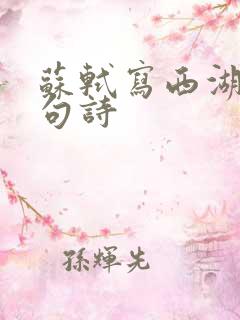 苏轼写西湖的两句诗