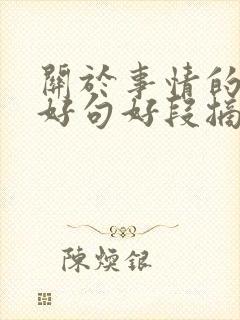 关于事情的好词好句好段摘抄