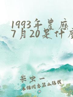 1993年农历7月20是什么星座
