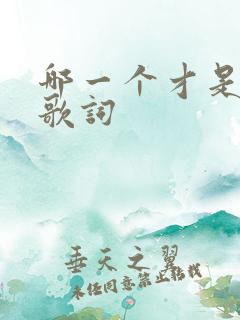 哪一个才是你的歌词